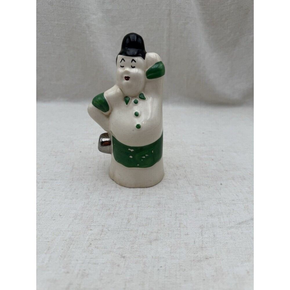 Vintage Japan Figural Woman Salt Pepper Shaker Single Ceramic Green Dress